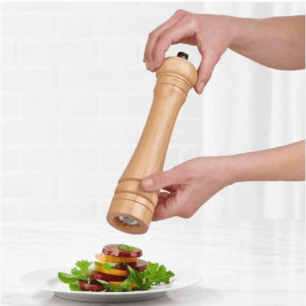Trudeau 10 Inch Capri Professional Salt & Pepper Mill Grinder Set - Natural Wood